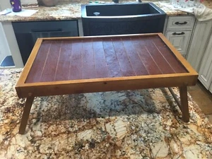 VTG Folding Breakfast Wood Serving Lap Bed Tray Adjustable TV Snack Laptop Table - Picture 1 of 7