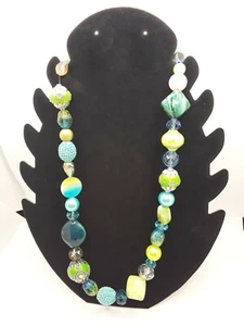 Artisan Blau und Grün Mix Media Perlen 23 Zoll Halskette - Bild 1 von 4