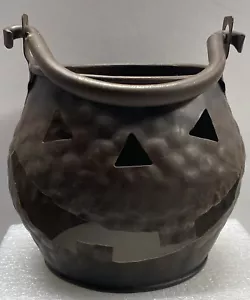 Halloween Metal distress Jack-o-Lantern Pumpkin Candle Holder - Picture 1 of 6