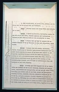 JUDY GARLAND (LUFT) – RARE COPY OF LAST WILL AND TESTAMENT – 11 x 14 LEGAL SIZE - Picture 1 of 1