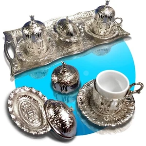 Türkischer Mokka Kaffee Espresso Set Kupfer Osmanischen Stil Set Kaffee Tee - Bild 1 von 6