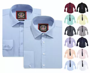 Mens Long Sleeve Shirt BLUE PORCELAIN Office Wedding Regular Fit Size 14.5 - 22 - Picture 1 of 20