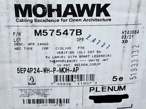 Belden Mohawk M57547 24/4P CAT5e LAN UTP Networking Cable Plenum White /100ft - Picture 1 of 9