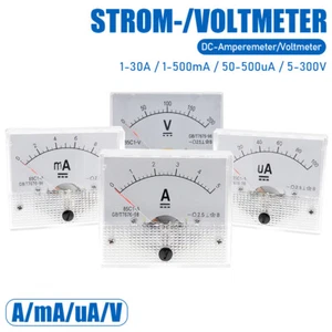 5-300V 1-30A 1-500mA 50-500uA DC-Amperemeter/Voltmeter Analog-Panel-Messgerät - Picture 1 of 40