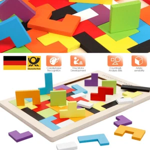 Wooden Puzzle 3D 40pcs Kids Learning Game Logic Learning Game Frame Logic Puzzle Wood - Picture 1 of 16