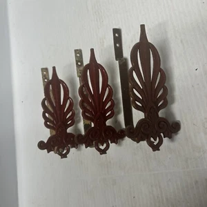 3 Vintage French Curtain holders Tie backs Metal Hooks Red Victorian - Picture 1 of 7