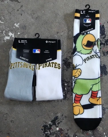 Pittsburgh Pirates 3 Pack Crew Socks Men Gift Large Jersey Parrot Mascot Bucs Cover