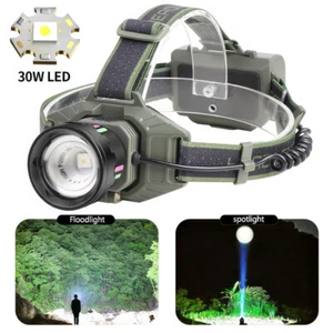 LED Head Torch Rechargeable Waterproof Headlamp Camping Hiking Headlight 4 Mode - Picture 1 of 23