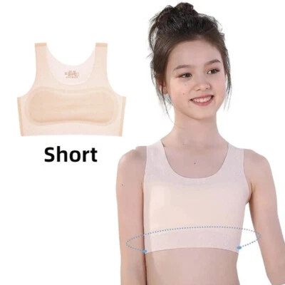 Girl Soft Sleeveless Tank Top Jacquard Stretch Bra Camisole Puberty Starter Bra - Image 1 of 4