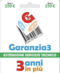 GARANZIA3 ESTENSIONE GARANZIA SERVIZIO TECNICO 3 ANNI MASSIMALE 250 - Foto 1 di 1