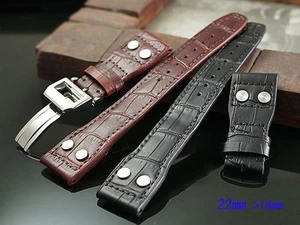 22mm x 18mm Genuine Leather Band Strap bracelet (fits) IWC Pilot & buckle clasp - Picture 1 of 3
