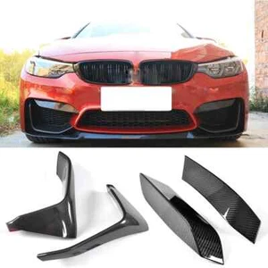 FOR BMW F80 M3 F82 M4 CARBON LOOK FRONT BUMPER UPPER VENT COVER&LOWER SPLITTERS - Foto 1 di 11