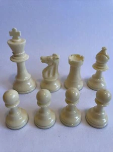 Plastic staunton chess pieces Tournament Whitman White King Bishop Knight Pawn R - Picture 1 of 2