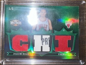 JOAKIM NOAH 2007-08 Triple Threads Relics Emerald  /5 RC! Bulls Knicks Gators