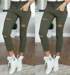 Damen Leggings, zerrissene Stretchhose, Röhrenjeans, Leggings - Bild 1 von 19