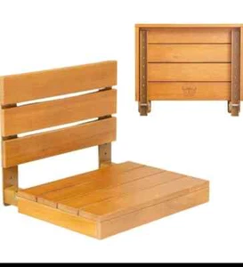Wool & Ray Folding Teak Shower Bench, Wall Mounted, Solid Fold Up Shower Seat - Picture 1 of 13