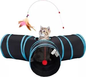 Cat,Rabbit Tunnel Tube Toys 3 Way Collapsible,Indoor house-cats, small-animals - Picture 1 of 7