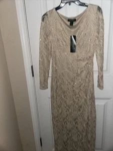 Maxi Vestido Lauren Ralph Lauren Crema Encaje Manga Larga Nuevo con Etiquetas $220 - Imagen 1 de 4