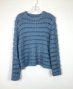 Suéter para mujer WOVEN HEART cuello redondo talla M tejido abierto azul-gris - Imagen 1 de 5