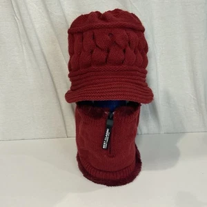 3 in 1 Riding Mask Balaclavas One-piece Cap Neck Warmer Zip Fleece Red Outdoor - Picture 1 of 4
