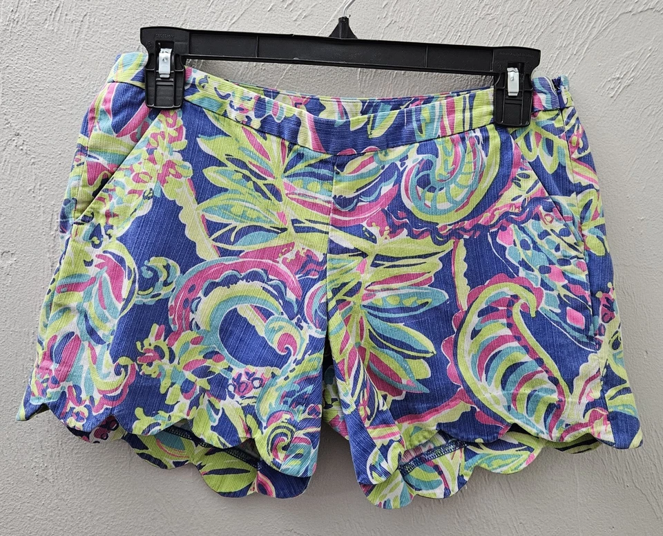Pantalones Cortos Florales Tropicales Lilly Pulitzer Magnolia Dobladillo Vieira Rosa Para Mujer Talla 00 Foto 1 de 4