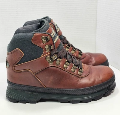 Botas de senderismo de montañismo de diseño suizo Raichle para mujer 7,0 M cuero marrón de colección Foto 1 de 4