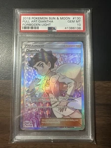PSA 10 DIANTHA 130 FORBIDDEN LIGHT SUN & MOON TRAINER POKEMON - Picture 1 of 2