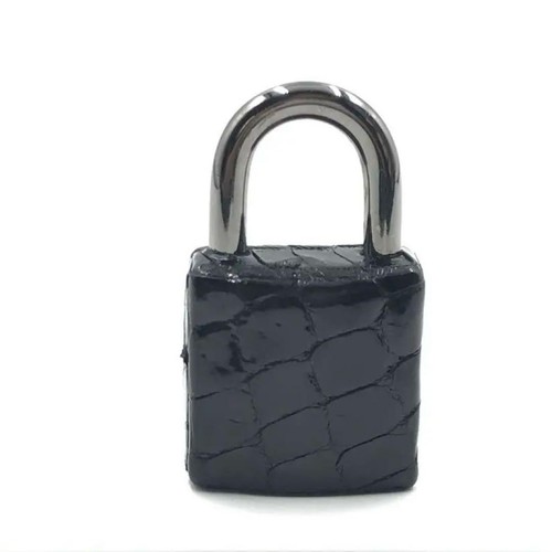 HERMÈS Borsa HERMES Porosus Cadena Noir Lock senza chiave con graffi usura ad angolo