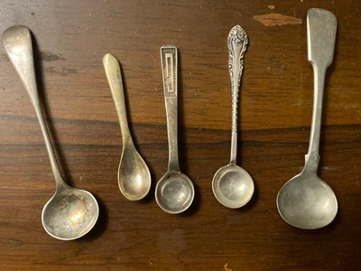 Lote De Colección 5 Cucharas Pequeñas de Sal y Mostaza--Plateado Foto 1 de 4