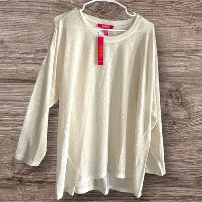 Suéter feminino Catherine Catherine Malandrino gota transparente pedra plus size - Imagem 1 de 4