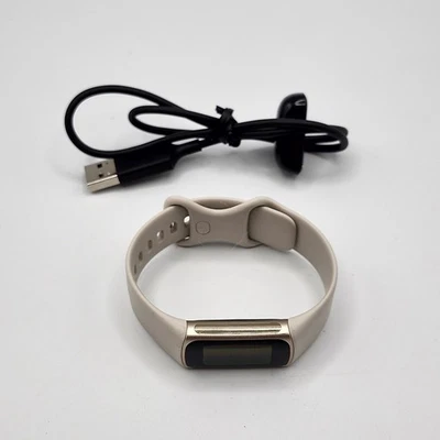 Reloj inteligente Fitbit Charge 5 Health Fitness blanco lunar dorado suave cargador probado Foto 1 de 4