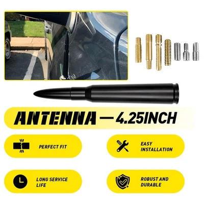 Antena de alimentación negra de aluminio de 4,25 pulgadas para Ford F-150 2009 2010-2024 Nam/FM X Foto 1 de 4