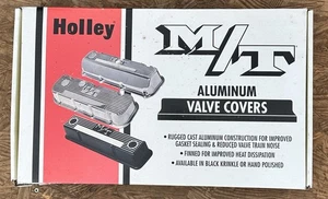 Holley M/T Aluminum Valve Covers Black Krinkle Small Block Chevy SBC - Foto 1 di 6