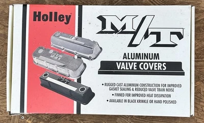 Holley M/T Aluminum Valve Covers Black Krinkle Small Block Chevy SBC - Image 1 of 4