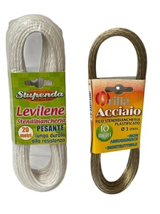 CORDA PER STENDERE BUCATO FILO BIANCHERIA NYLON MT 20 ACCIAIO RIVESTITO MT 10 - Imagen 1 de 5