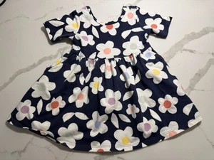 Quince Organic Cotton Skater Dress Baby Girl 12-18 Months Floral Daisies Play - Picture 1 of 5