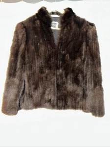 Saga Mink Saga Royal Sheared Mink Fur Coat Dark Brown Black Woman's M - Picture 1 of 15