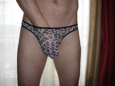 String taille S  léopard gris  transparent total sheer Ref S28 sexy neofan - Bild 1 von 4