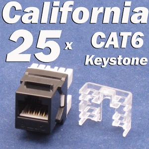 25 x Stück Posten Keystone Jack CAT6 Netzwerk Ethernet 110 Punch Down 8P8C RJ45 schwarz - Bild 1 von 9