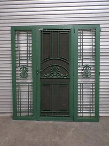 Green Aluminium Security Door with Side Panels, 8o - Picture 1 of 6