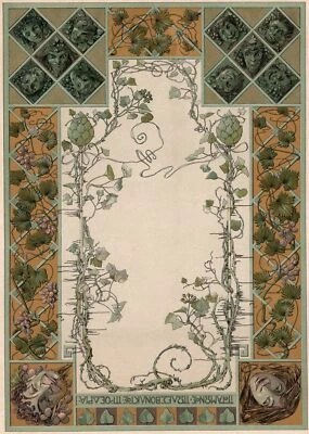 Vigne Vin Grèce Bacchus Art nouveau Journal de la décoration Lithographie 1902 - Photo 1/2