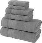 Hammam Linen 6-Piece Grey Bath Towels Set Original Turkish Cotton Soft-Absorbent