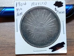 1904 Mo AM Mexico Silver Peso - Picture 1 of 2