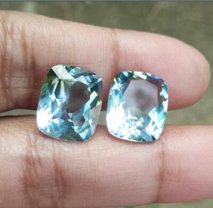11x9mm. CUSHION BLUISH GREEN PARAIBA LOOSE GEMSTONE_2pcs Pair - Picture 1 of 6