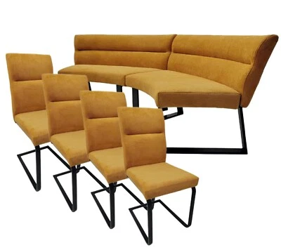 2xEssbank Banquette Capitonnée Banc à Manger + 4xFreischwinger Chaise de Salle - Photo 1/4