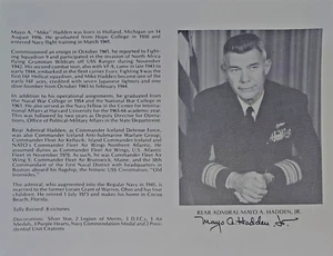 Mayo Hadden USN signed 8x10 Bio HELLCAT Fighter Ace 8V VF-9WWII - Picture 1 of 2