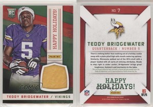 2014 Black Friday Happy Holidays Santa Hat Relics Teddy Bridgewater #7 Rookie RC
