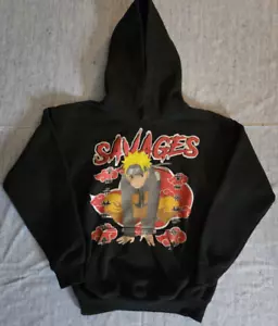 NARUTO Savages Boys Large (L) Black Hoodie Hooded Sweatshirt Youth Kids Anime - Picture 1 of 9