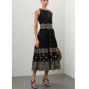 Vanessa Bruno Kleid Gr. 4-6 schwarz Fit & Flare Alais elegant bestickt - Bild 1 von 11