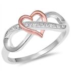 1.20 Ct Round Cut Simulated Diamond Infinity Heart Ring 14k Two-tone Gold Plated